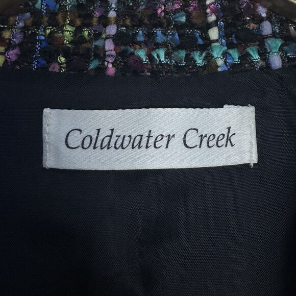 Coldwater Tweed Military Jacket Blazer Size 16 Black Full Zip Preppy Work Modest - Picture 7 of 7